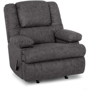 Clayton Fabric Rocker Recliner w/ Storage Arms, Frosty Fridge, Cupholder & Massage - Easter Slate