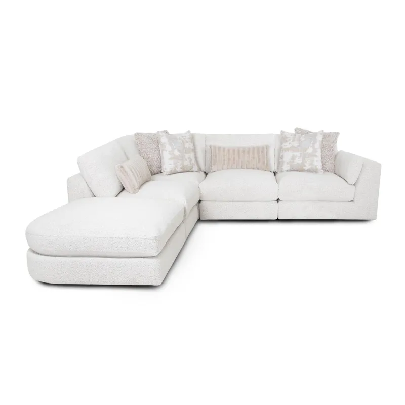 Vanilla　1025 Bombay 5 PC Sectional - Fluffy Riverrock 93801L+93801R+