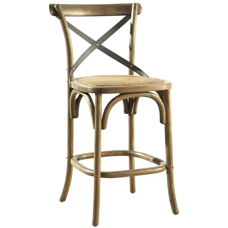 Bentwood Counter Stool with Metal Back