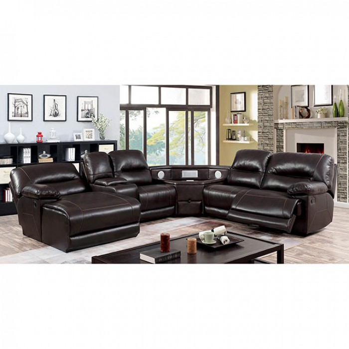 Glasgow Sectional w/Corner Wedge w/ USB & Speakers CM6822BRTSP by