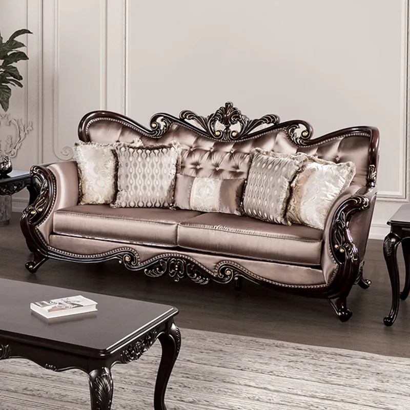 Albacete Sofa, Dark Cherry/Brown