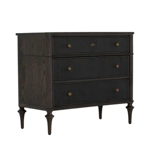 Andrea Oak Wood Chest - 3 Drawers, Dark Stained Oak