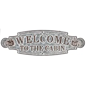 Distressed Galvanized "Welcome to the Cabin" Wall Decor