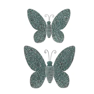 Bluewash Embossed Medallion Butterfly Wall Decor (2 pc. set)