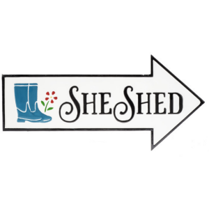 Embossed "She Shed" Arrow Wall Decor