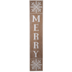 Oversized Merry with Snowflakes Carved Vertical Wall Decor