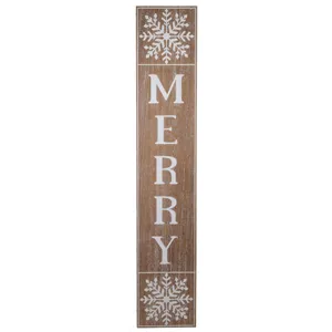 Oversized Merry with Snowflakes Carved Vertical Wall Decor