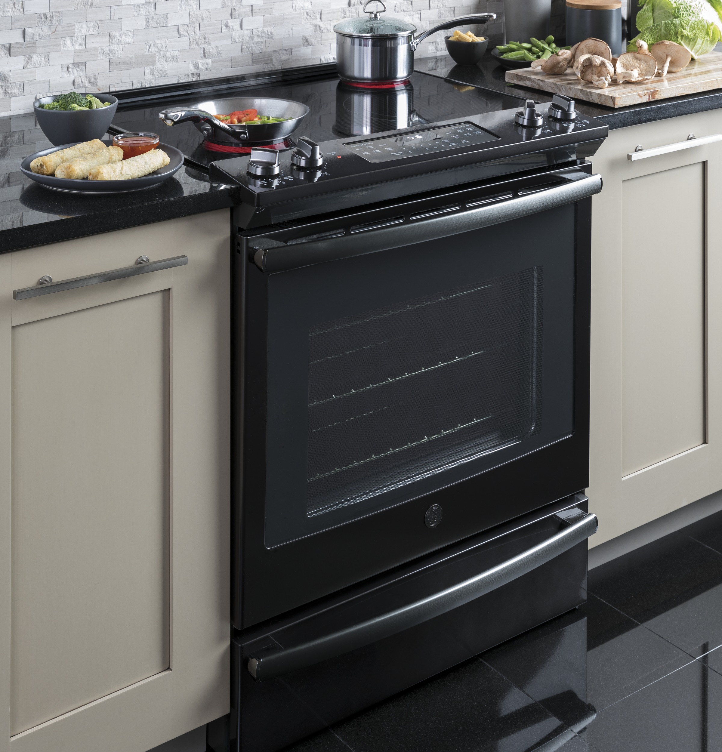 30" SlideIn Electric Convection Range JS760BLTS by General Electric at