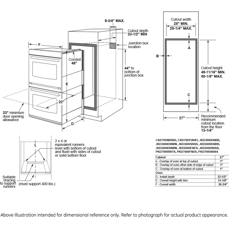27" BuiltIn Double Wall Oven JKD3000DNWW by General Electric at