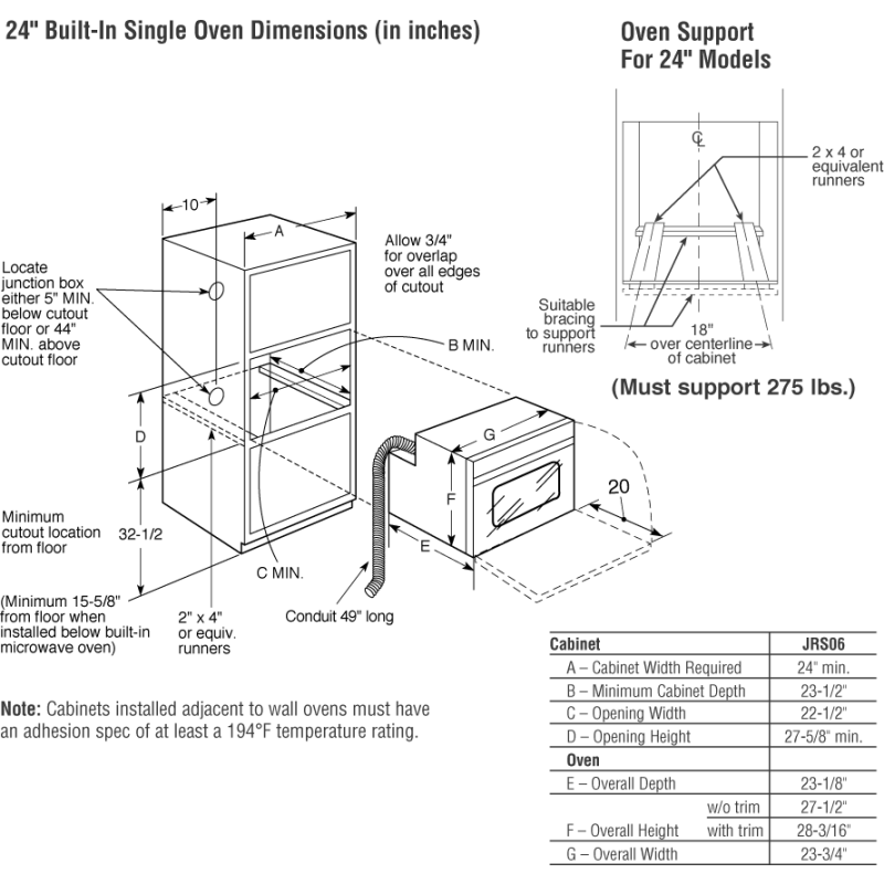 single wall oven sizes
