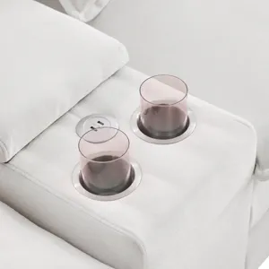 Modern U Shaped Sofa With Console, Cupholders And USB Ports, 6 Seat Upholstered Symmetrical Indoor F