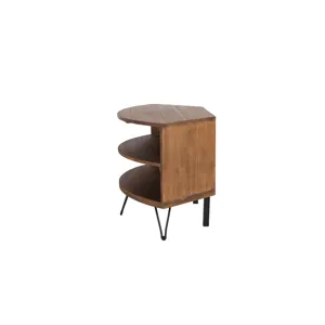 Fan Shape Reclaimed Wood Corner Media Table For Living Room Wise Use Your Space - Natural