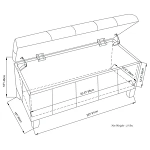 Dover - Storage Ottoman Bench - Stone Grey