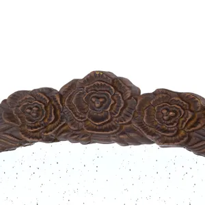 Round Hand Carved Rose Antique Mirror Frame, Wall Mirror For Live Space, Bathroom, Entryway Wall Dec