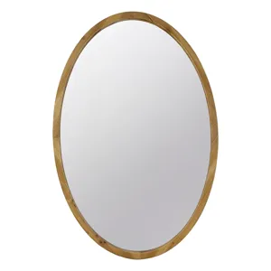 Oval Wall Mirror With Wood Frame, Farmhouse Wood Mirror For Bathroom Entryway Console Lean Against W