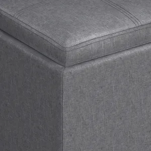 Rockwood - Cube Storage Ottoman with Tray - Slate Grey