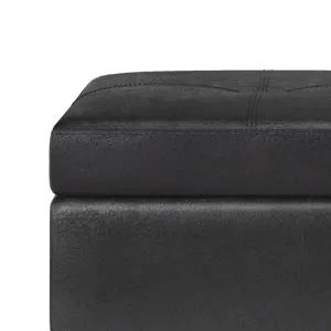 Oregon - Storage Ottoman Bench with Tray - Distressed Black