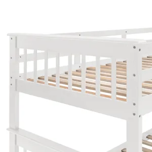 Twin Over Full Stairway Bunk Bed With Drawer, Storage And Guard Rail For Bedroom, Dorm, For Adults -