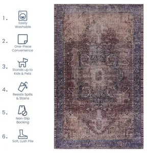 2\' x 3\' Washable Area Rugs, Low-Pile, Non-Slip, Non-Shedding, Foldable, Kid & Pet Friendly Area Ru