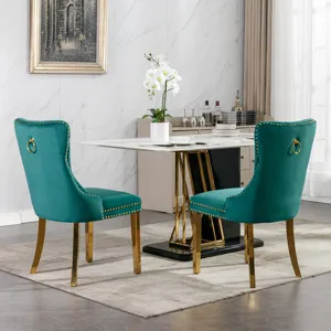 Nikki - Modern, High-End Tufted Solid Wood Contemporary Velvet Upholstered Dining Chair With Golden 