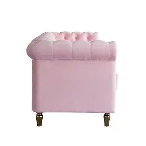 Chesterfield - Velvet Sofa 84.65\" For Living Room - Pink