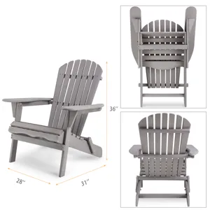 Wood Lounge Patio Chair For Garden Outdoor Wooden Folding Adirondack Chair (Set of 2) Solid Cedar Wo