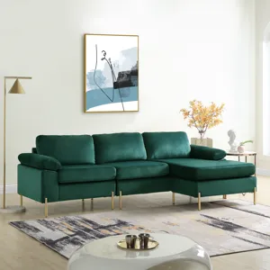 Shannon - Velvet Sectional Sofa With Chaise - Green