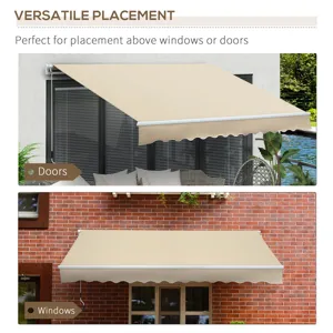 Outsunny - 12\' x 8\' Retractable Awning Patio Awnings Sun Shade Shelter With Manual Crank Handle, 2