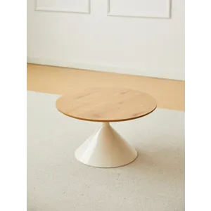 Round Coffee Table - Brown / White