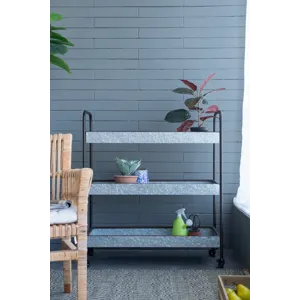 Homestead Galvanized Shelf Display 3 Tier - Metallic Gray