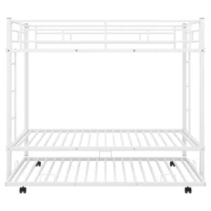 Twin Over Twin Bunk Bed With Trundle - White