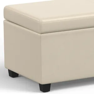 Avalon - Extra Large Storage Ottoman Bench - Satin Cream