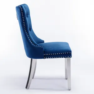 Nikki - Modern, High-End Tufted Solid Wood Contemporary Velvet Upholstered Dining Chair With Chrome 