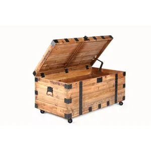 Trunk Table With Four Wheel Large Capacity Storage Coffee Table - Natural / Black
