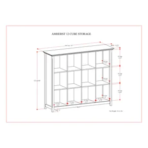 Amherst - 12 Cube Storage Bookcase - Hickory Brown