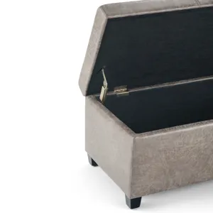 Avalon - Storage Ottoman Bench - Distressed Grey Taupe