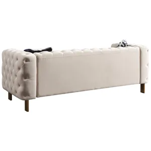 Chesterfield - Modern Tufted Velvet Living Room Sofa, 84.25\'\'W Couch - Cream