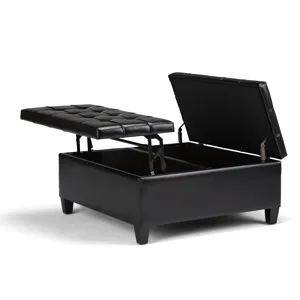 Harrison - Coffee Table Storage Ottoman - Midnight Black