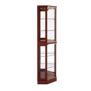 6 Shelf Corner Curio Display Cabinet With Lights, Mirrors And Adjustable Shelves (E26 Light Bulb Not