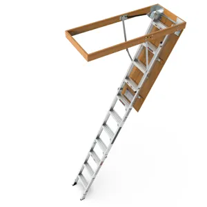 Aluminum Attic Ladder 350-Pound Capacity 22 1 / 2\" x 54\" Opening 7-10\' Ceiling - Metallic Gray