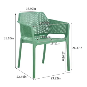 3 Piece Plastic Arm Chair Bistro Grs Premium Ocean Plastic - Green