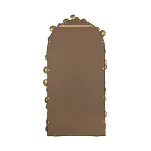 Full Length Arched Wall Mirror With Leaf Accents, Decorative Mirror For Living Room Bedroom - Golden