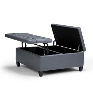 Harrison - Coffee Table Storage Ottoman - Stone Grey
