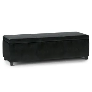 Avalon - Extra Large Storage Ottoman Bench - Midnight Black