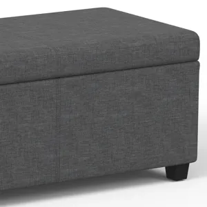 Avalon - Extra Large Storage Ottoman Bench - Slate Grey