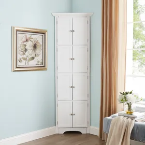 Tall Storage Cabinet With Doors And 4 Shelves For Living Room, Kitchen, Office, Bedroom, Bathroom, M