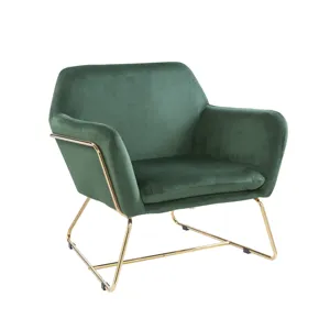 Keira - Velvet Accent Chair With Metal Base - Green