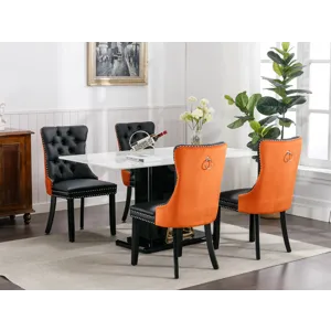 Nikki - Modern, High-End Tufted Solid Wood Contemporary PU And Velvet Upholstered Dining Chair With 