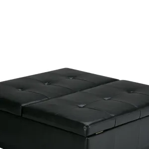 Dover - Square Coffee Table Storage Ottoman - Midnight Black