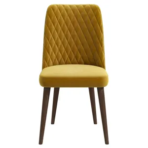 Katie - Mid-Century Modern Velvet Dining Chair (Set of 2) - Yellow